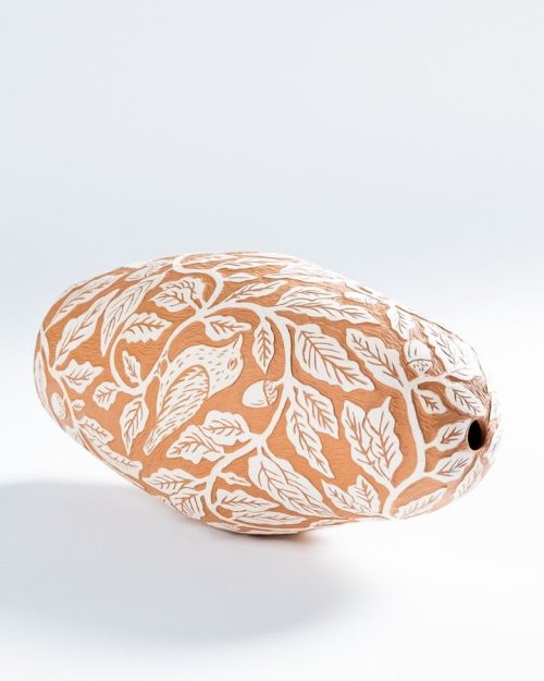 Vaso ceramica rossa sgraffito