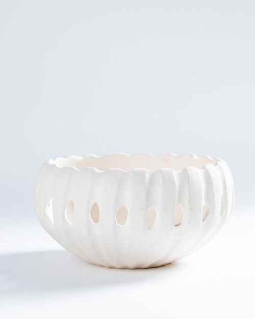 Porta candela ceramica bianca